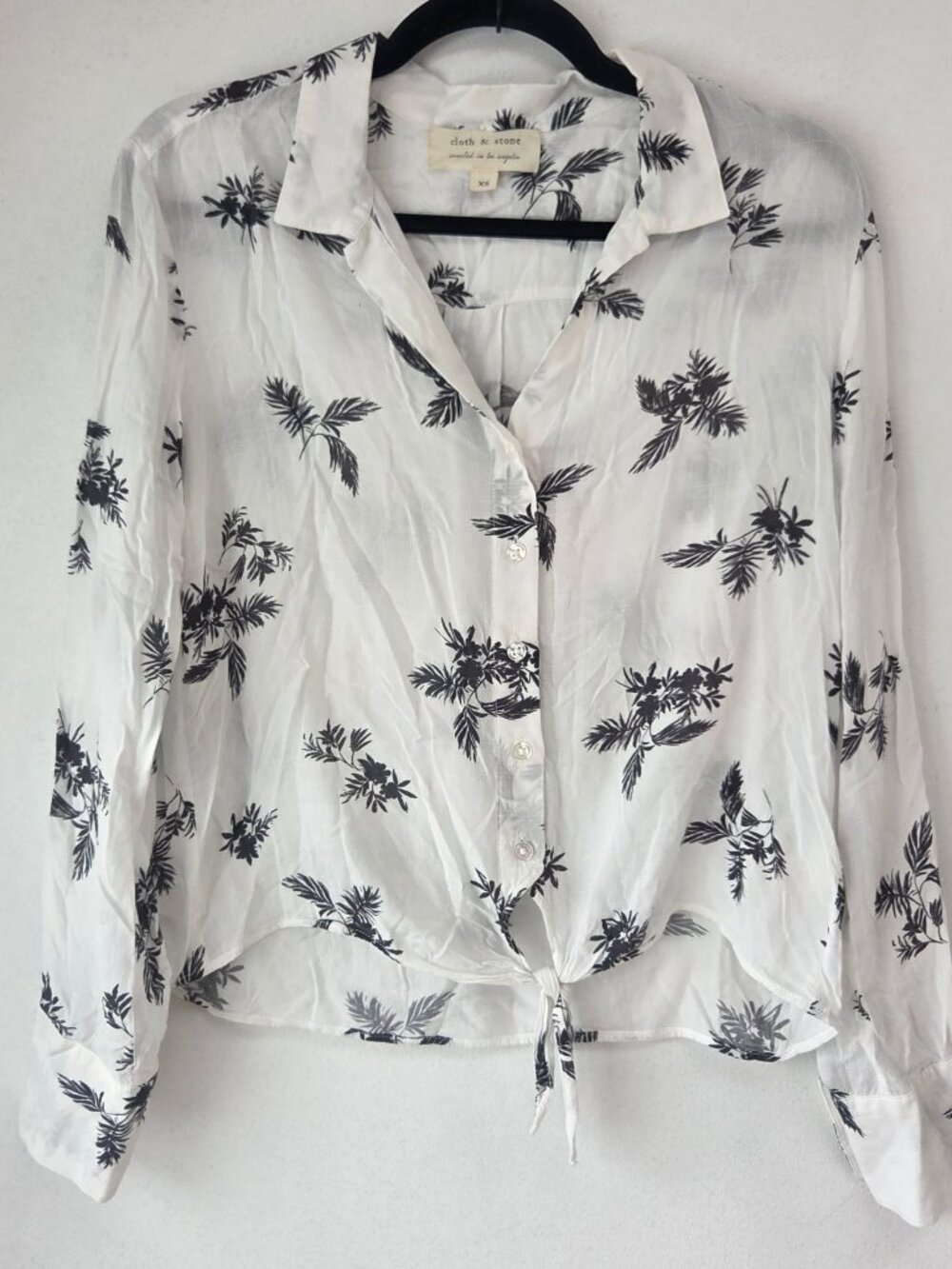 Cloth & Stone Anthropologie Button Down Shirt Palm Print Lightweight Women's XS